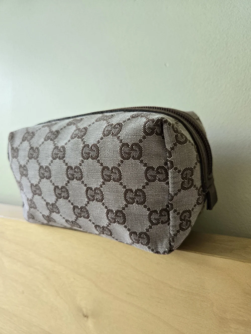 RARE Vintage Gucci Pink GG Monogram Canvas Cosmetic Pouch Bag
